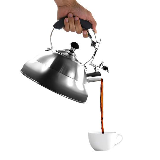 MegaChef 2.7L Brushed Silver Stovetop Whistling Kettle